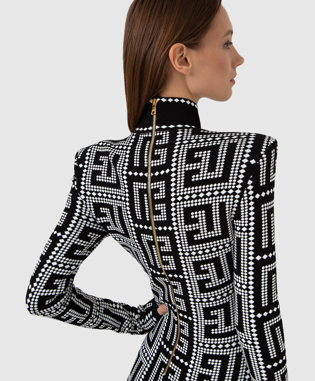Balmain Платье мини в узор монограммы XF1R8241KB08 изображение 5