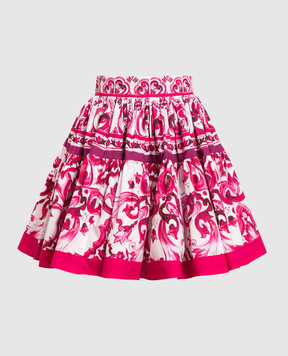 Dolce&Gabbana Розовая юбка в принт Майолика F4CB1THH5DV