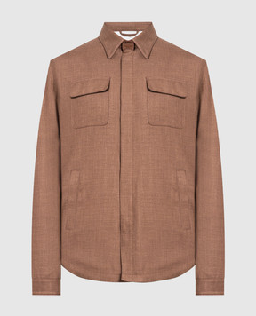 Enrico Mandelli Коричневая куртка из шерсти, шелка и льна. A6T5275117