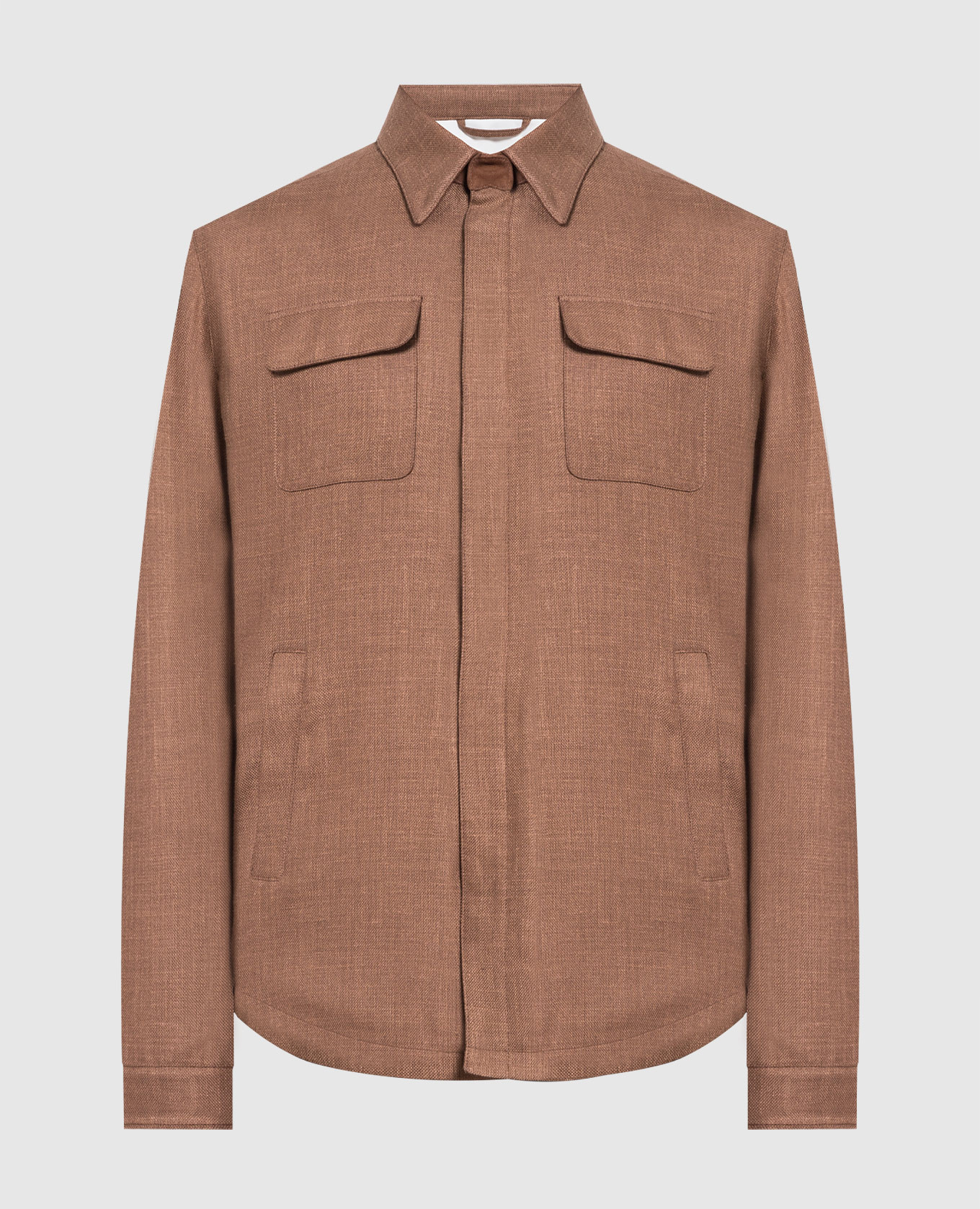 Brown wool, silk and linen jacket