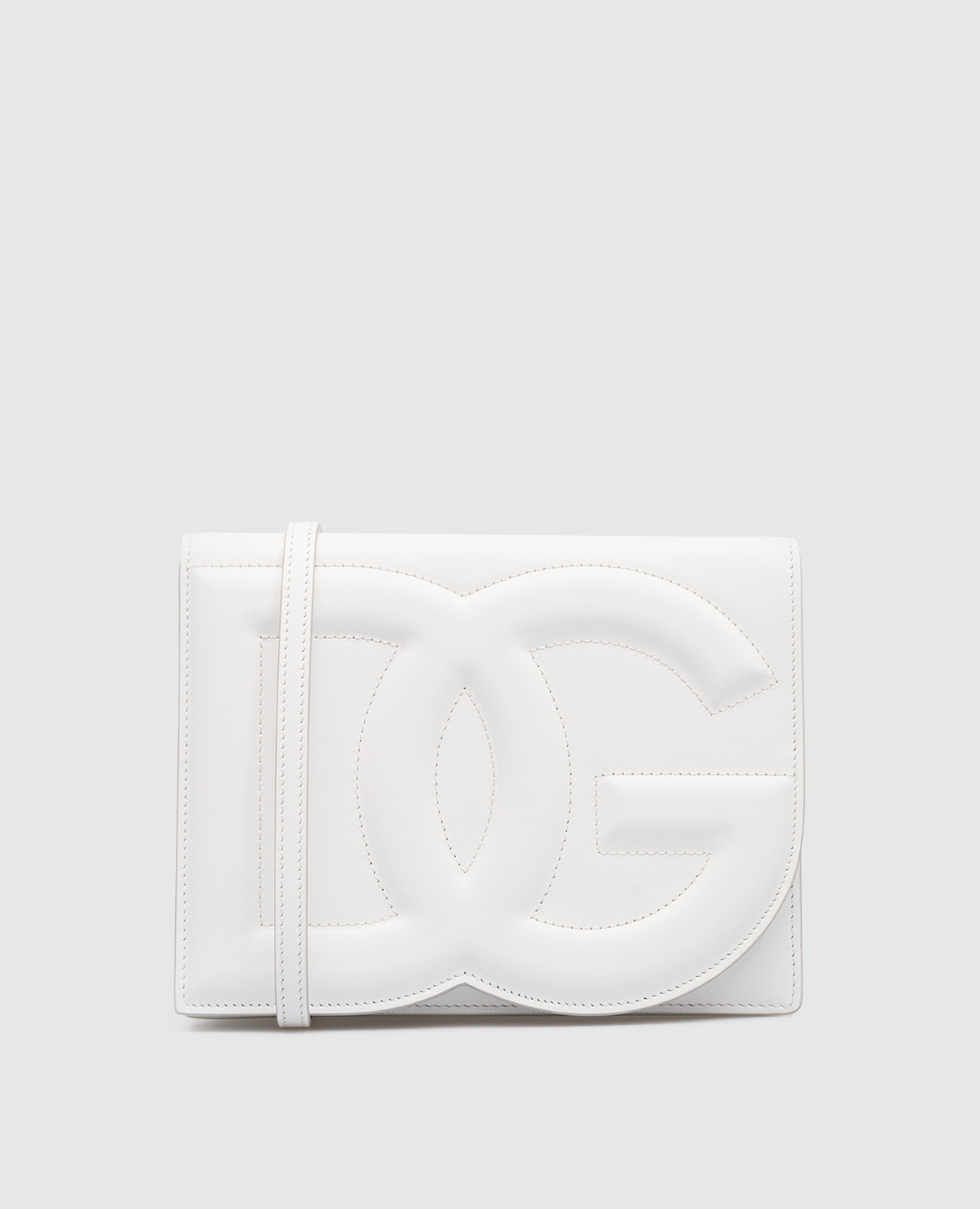 

Белая кожаная сумка-мессенджер DG Logo Bag, Белый, Сумки-мессенджеры