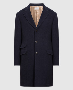 Brunello Cucinelli Темно-синє пальто із кашеміру MT4979039
