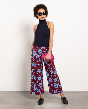 Max Mara Weekend Бордові штани Stegola в квітковий принт STEGOLA