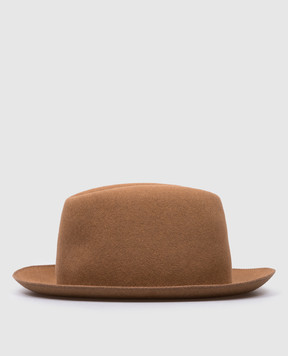 Borsalino Коричневий капелюх з вовни з нашивкою логотипа 390330