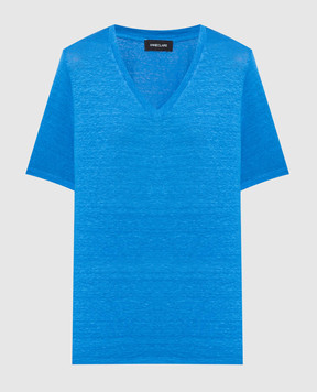 ANNECLAIRE Синяя футболка из льна D0241674