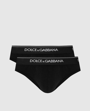 Dolce&Gabbana Набір чорних трусів-сліпів з контрастним логотипом M9C03JFUGIW