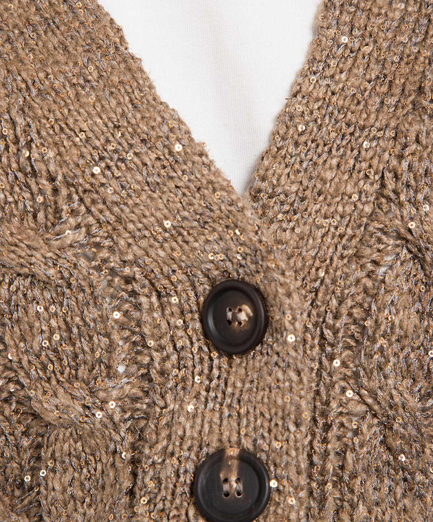 Brunello Cucinelli Brown cardigan with sequins MEA358606P image 5