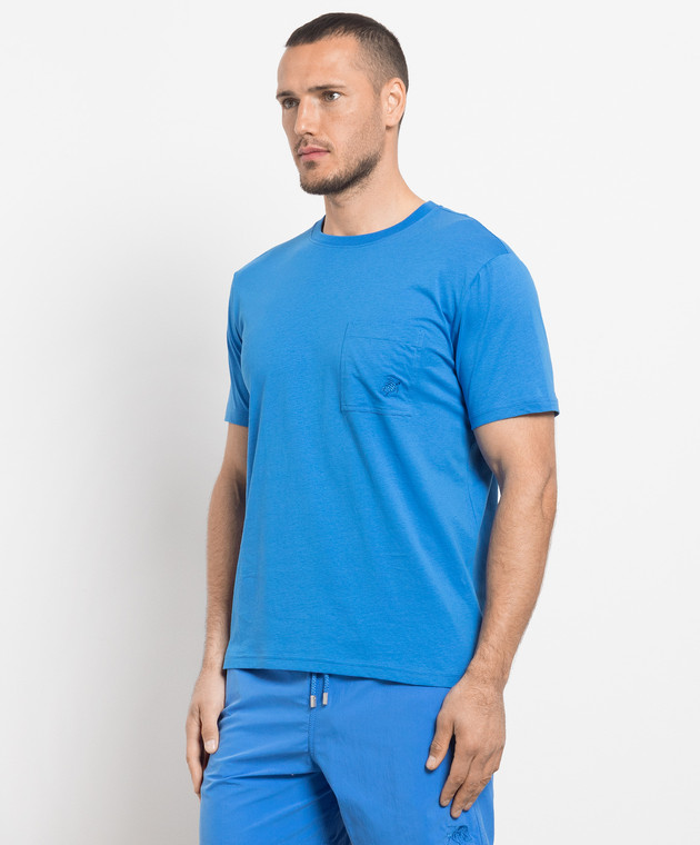 Vilebrequin Mineral Dye blue t-shirt with logo embroidery TUSU0P00 image 3