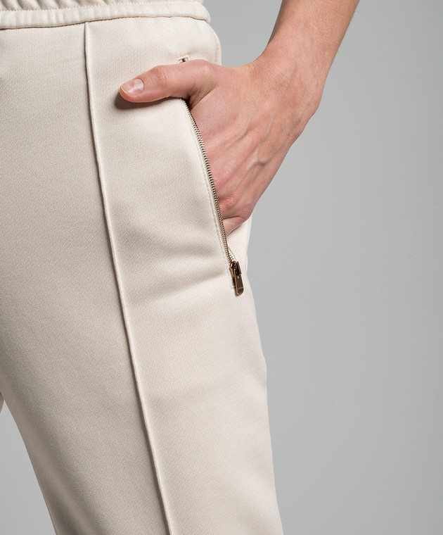 Agnona Бежевые спортивные брюки с шелком T70613YY2054 изображение 5