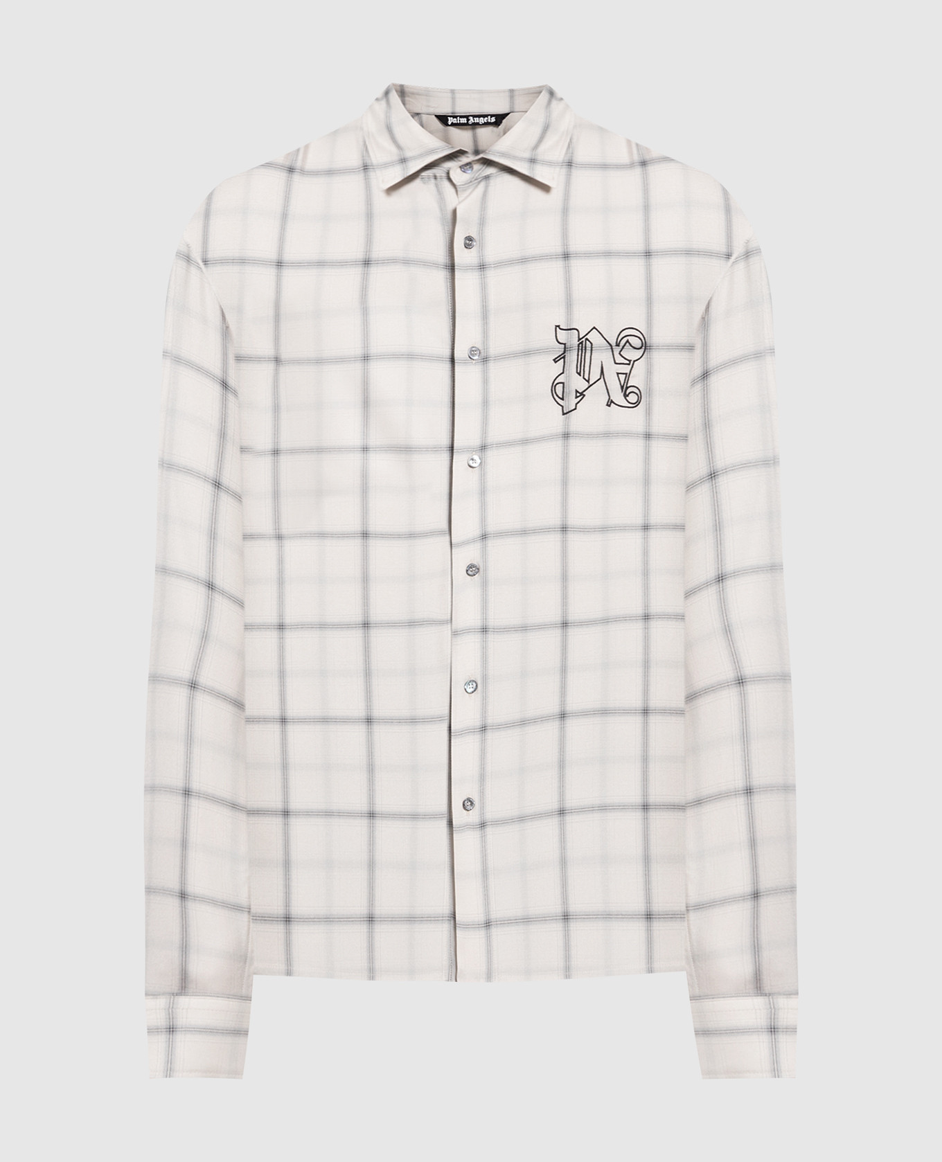 Gray checkered shirt with monogram