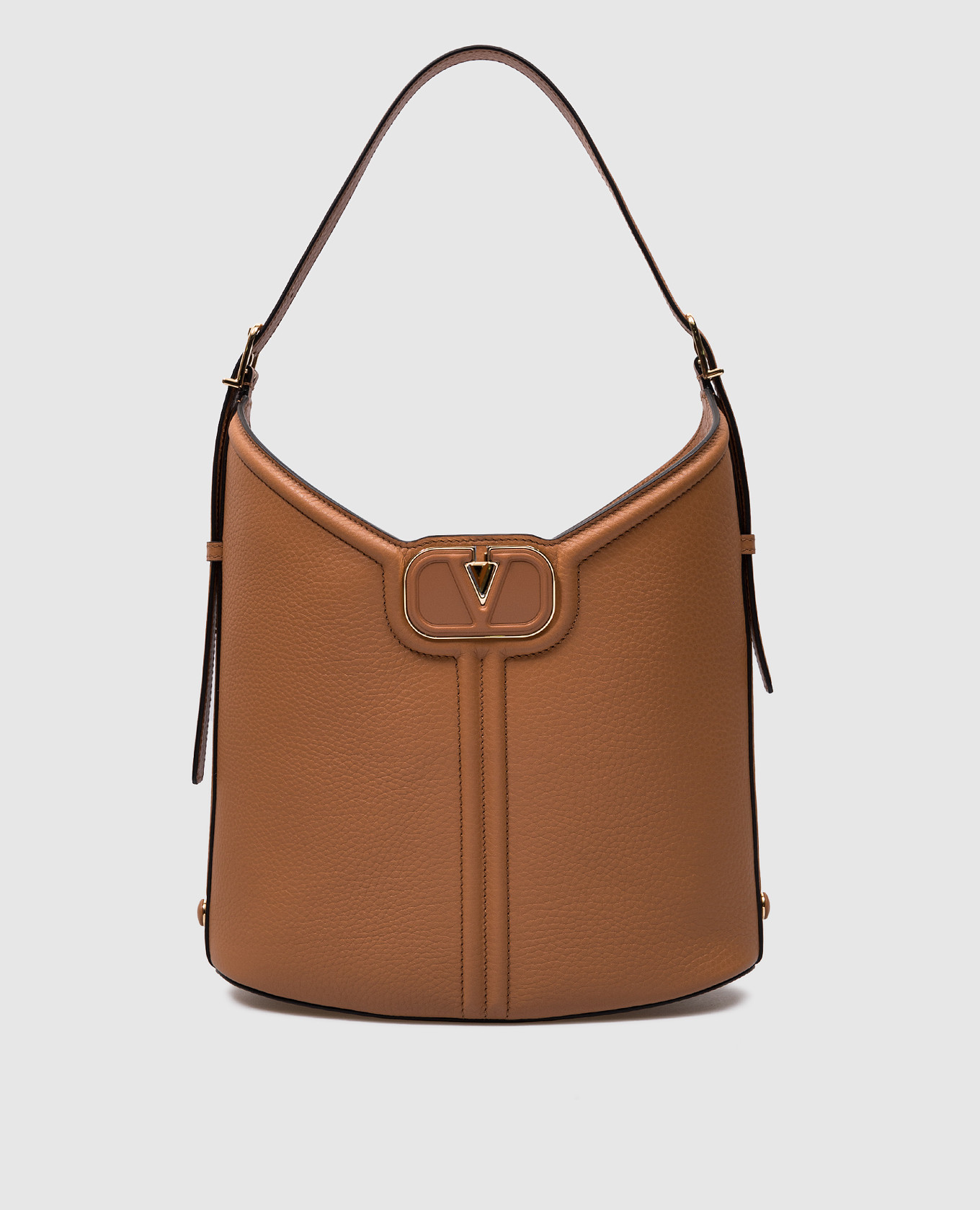 VLOGO brown leather hobo bag