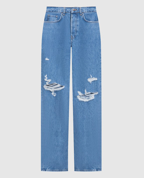 Anine Bing Блакитні джинси Gio з проріхами A060136494