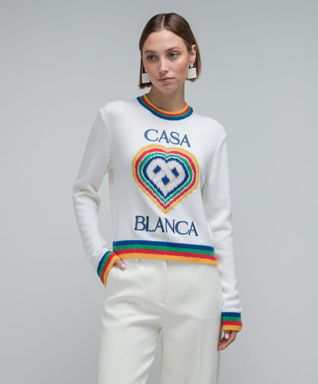 Casablanca White wool sweater with Heart pattern WF23KW56601 image 3