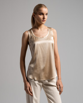 Brunello Cucinelli Топ бежевий з шовку M0C59E0600