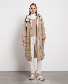 Brunello Cucinelli Бежева стьобана куртка з ланцюжком моніль MH5049699P