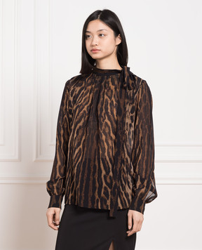 Givenchy Коричневые блузки в анималистичный принт из шелка. BW611N14QH