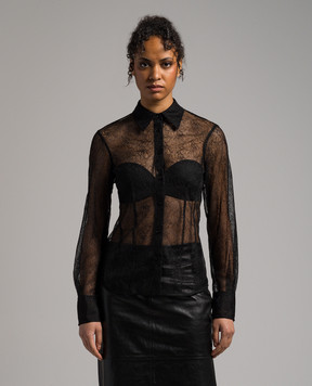 Helmut Lang Чорна блуза з мережива N09HW508