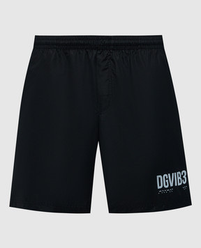 Dolce&Gabbana Черные шорты для плавания с брендированным принтом M4F25TFUSFW