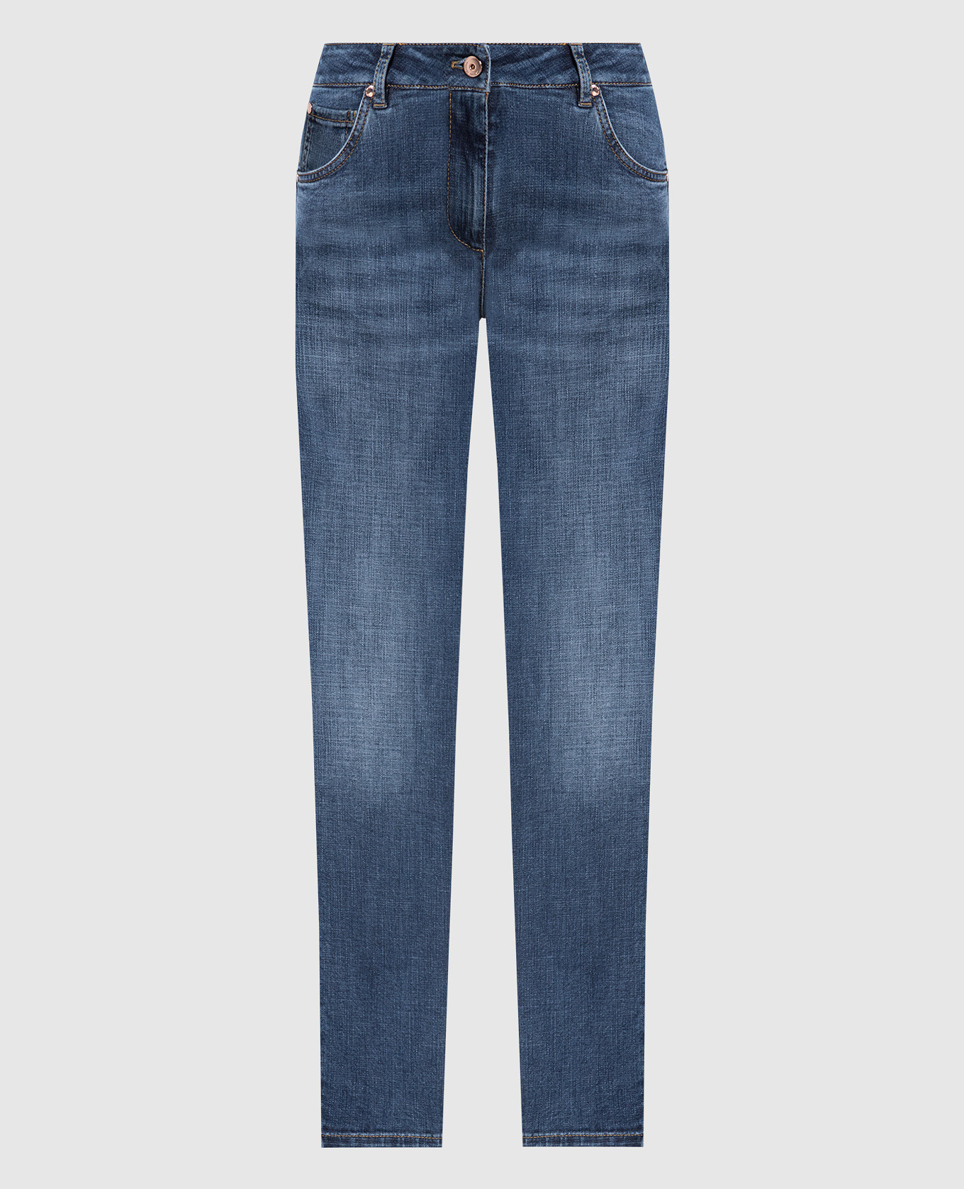 Blue skinny jeans with monil chain