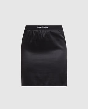 Tom Ford Черная юбка мини из шелка с логотипом. GC5624FAX881
