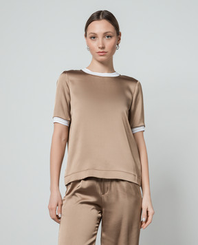 Herno Коричневая футболка с люрексом BL000003D12506