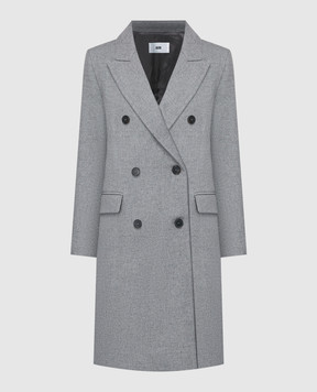 Solotre Серое двубортное пальто M1R0121