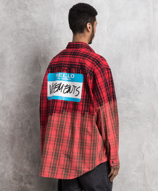 Vetements Красная рубашка в клетку с логотипом UE63SH190R изображение 4