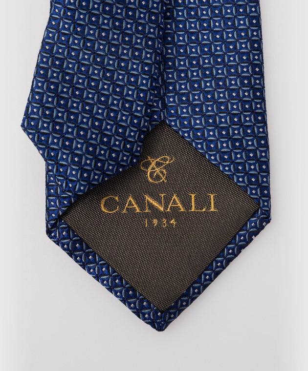 Canali Синій шовковий краватку у візерунок HJ0338789 зображення 4