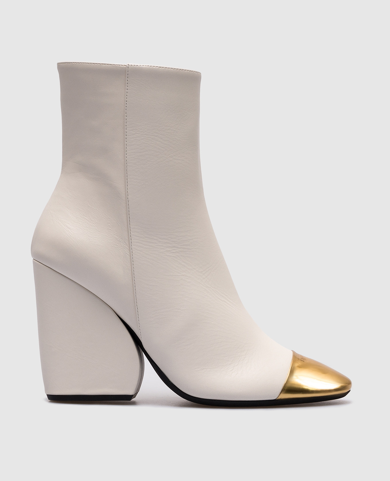 White leather ankle boots with logo