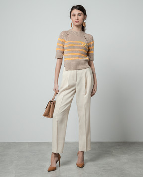 Ermanno Scervino Коричневий джемпер в смужку з логотипом D445L307CBQPN