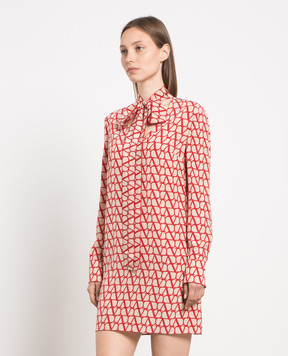 Valentino Бежева сукня із шовку в принт Toile Iconographe 2B0VA3Y57SL