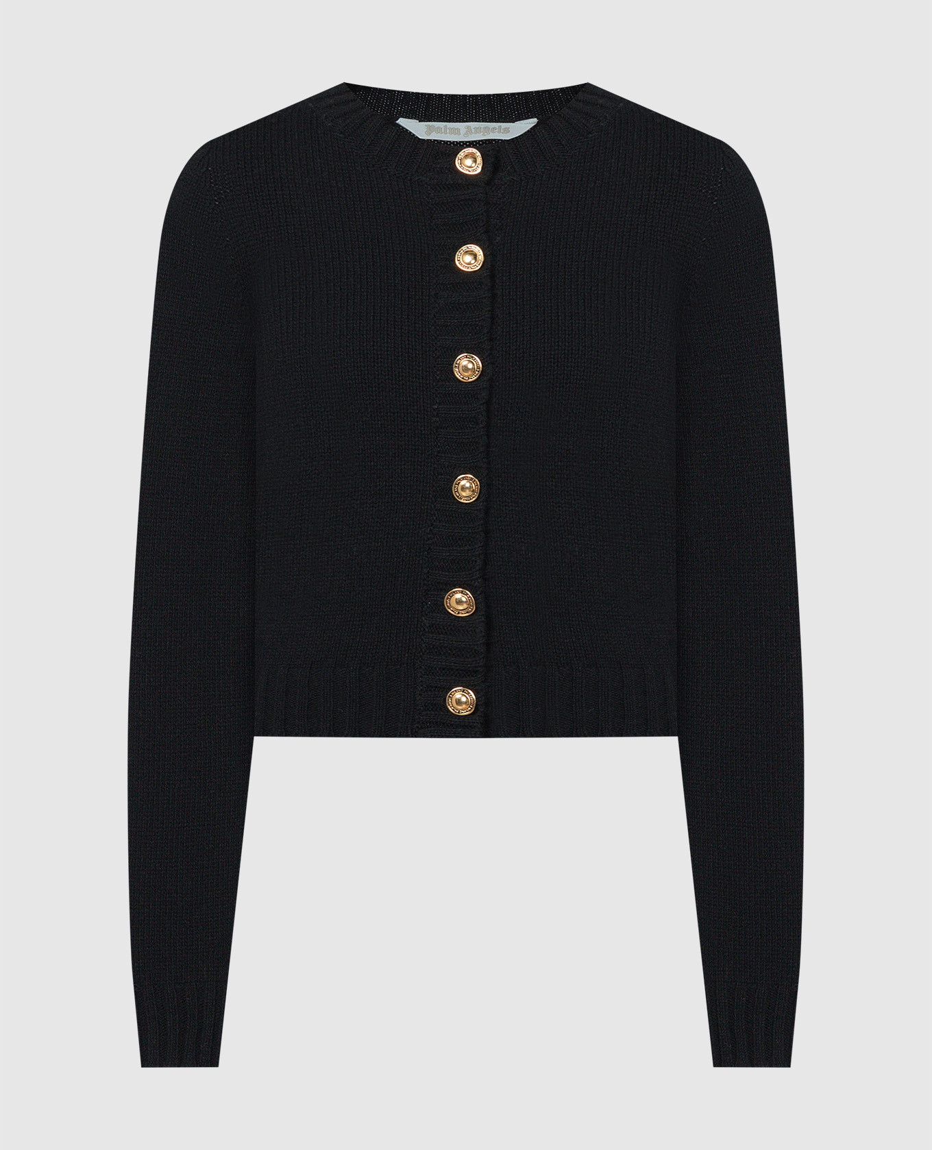 Black wool cardigan with logo embroidery