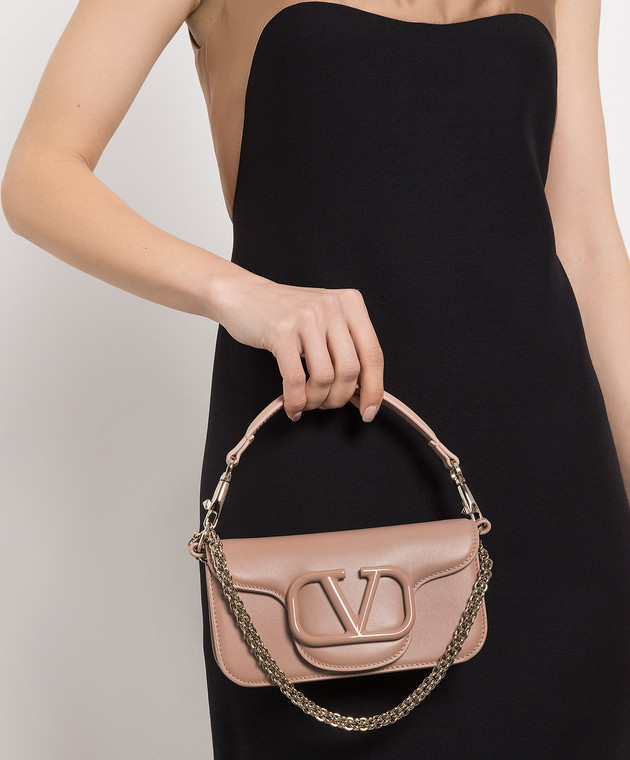 Valentino Бежевая кожаная сумка-багет Loco 2W0B0K53IYS изображение 2