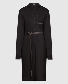 Peserico Чорне плаття з ланцюжком моніль S02159J0QA08875