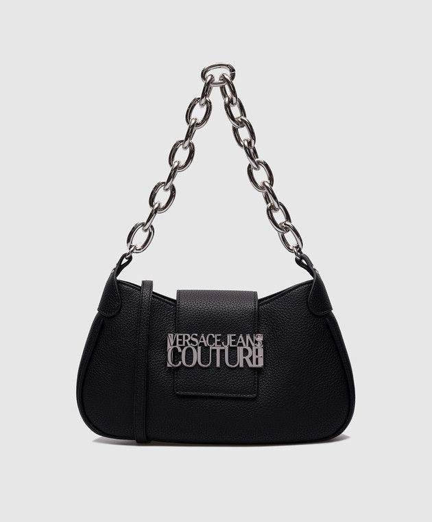 Black hobo bag with metal logo