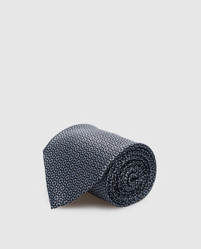Stefano Ricci Серый галстук из шелка в узор с кристаллами. CH29041