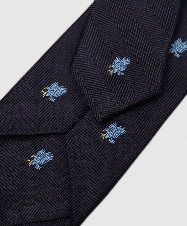 Stefano Ricci Дитяча синя краватка із шовку у візерунок YCH30101 зображення 3