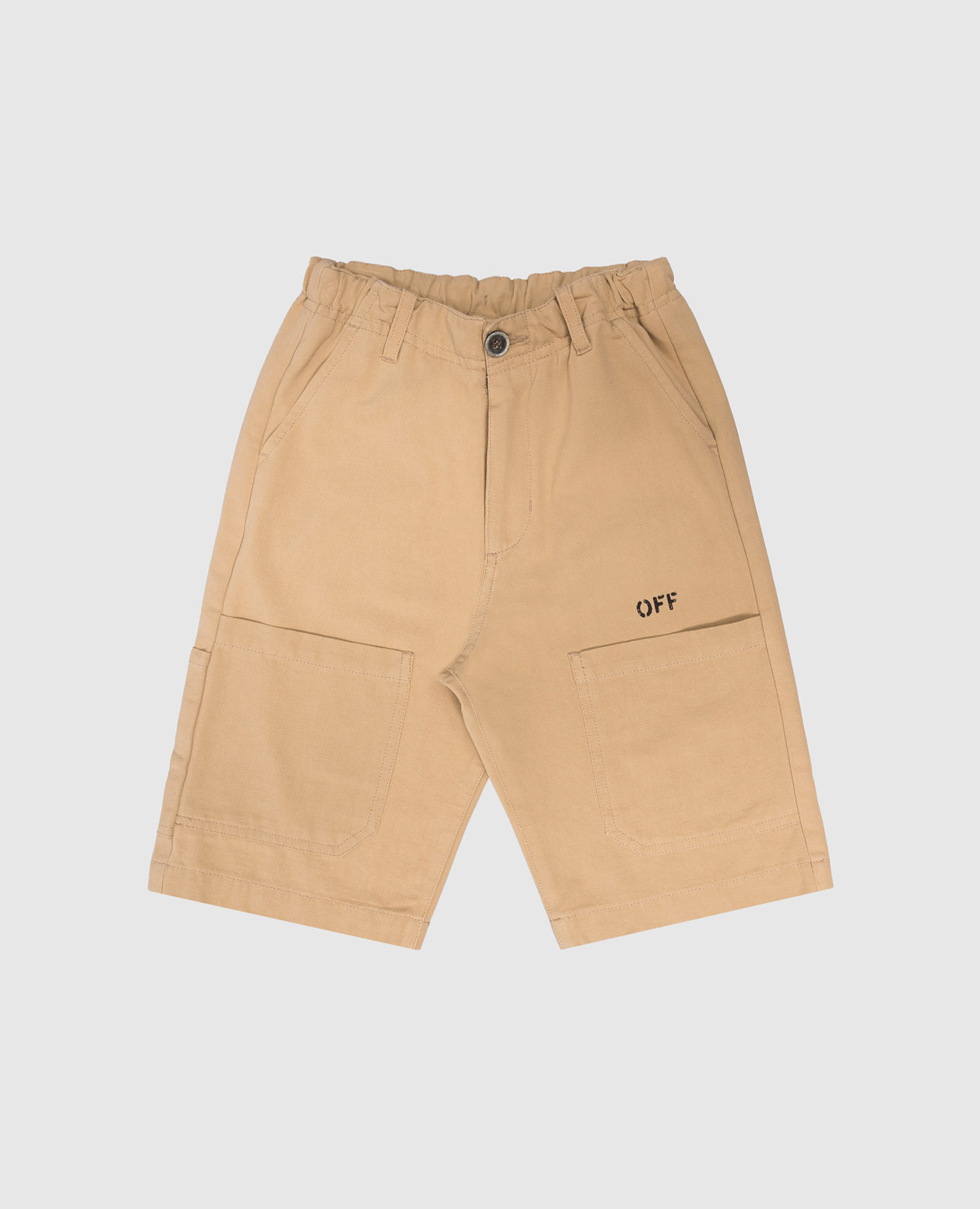 Children's brown shorts with logo print