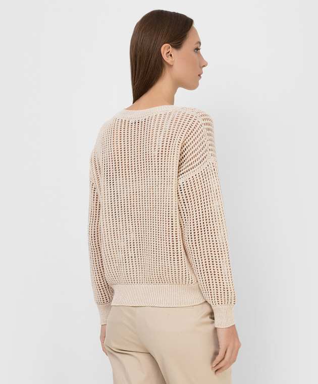 Peserico Світло-бежевий ажурний пуловер у паєтках S99521F059143A зображення 4