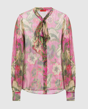 Max & Co Розовая блуза из шелка в цветочный принт с люрексом. BELINA