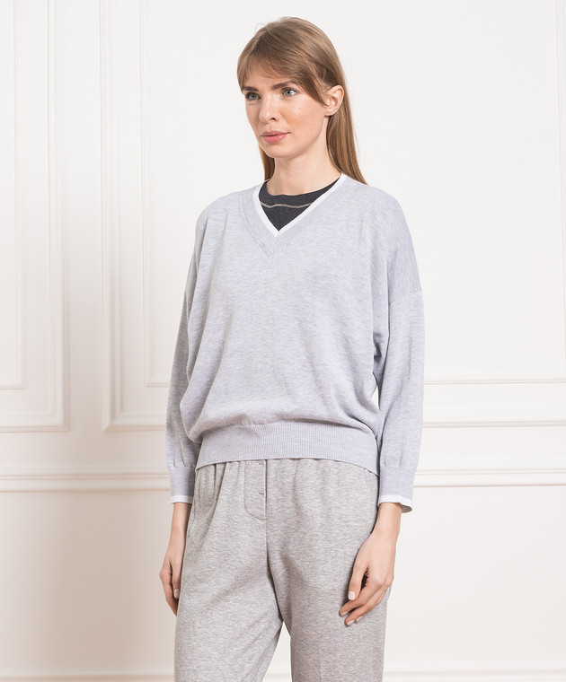 Peserico Gray pullover with lurex S99368F12P9234 изображение 3