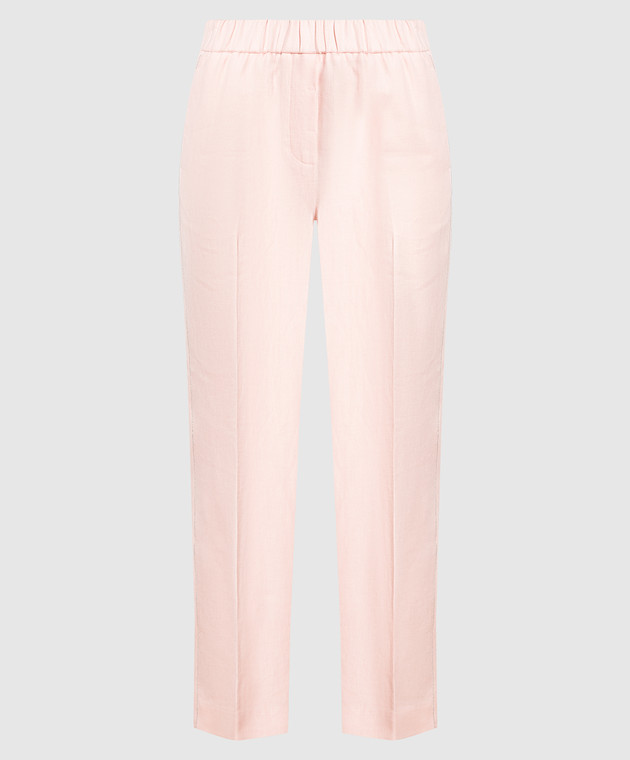 Peserico Pink linen pants with monil chain P0407202606