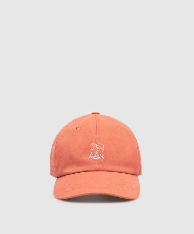 Brunello Cucinelli Orange cap with logo embroidery M252W9938P