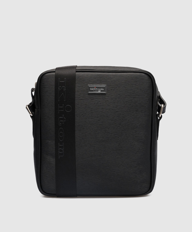 Kiton Black leather shoulder bag UBMESSN00815