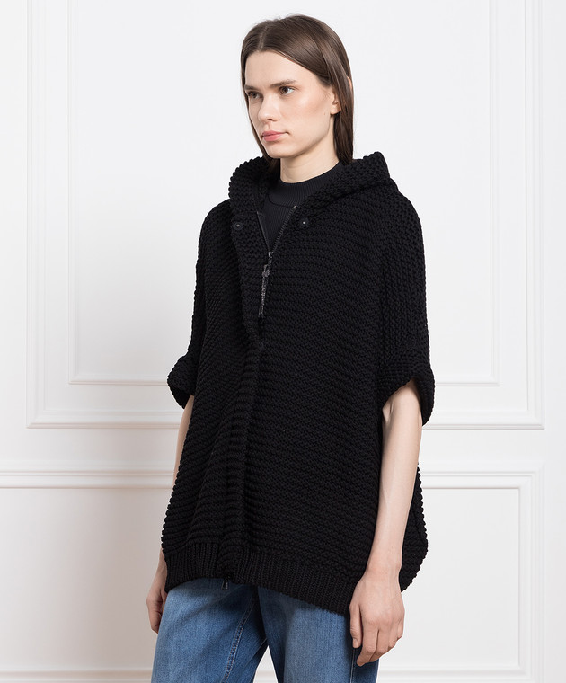Brunello Cucinelli Чорний кардиган з ланцюжком моніль M8E386506 зображення 3