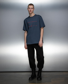 Helmut Lang Синя футболка з принтом SPACE N09HM520