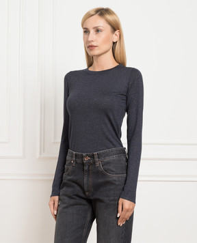 Brunello Cucinelli Синій джемпер з люрексом M41800000