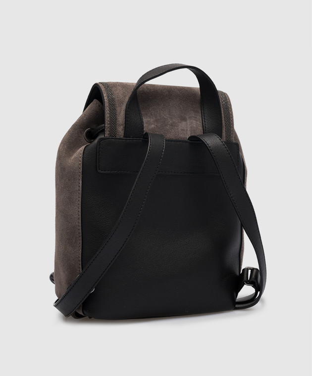 Brunello Cucinelli Сірий замшевий рюкзак з ланцюжком моніль MBDLD2495 зображення 3