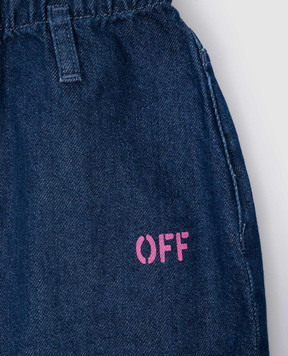Off-White Дитяча синя джинсова спідниця з принтом логотипа OGYF007S24DEN001