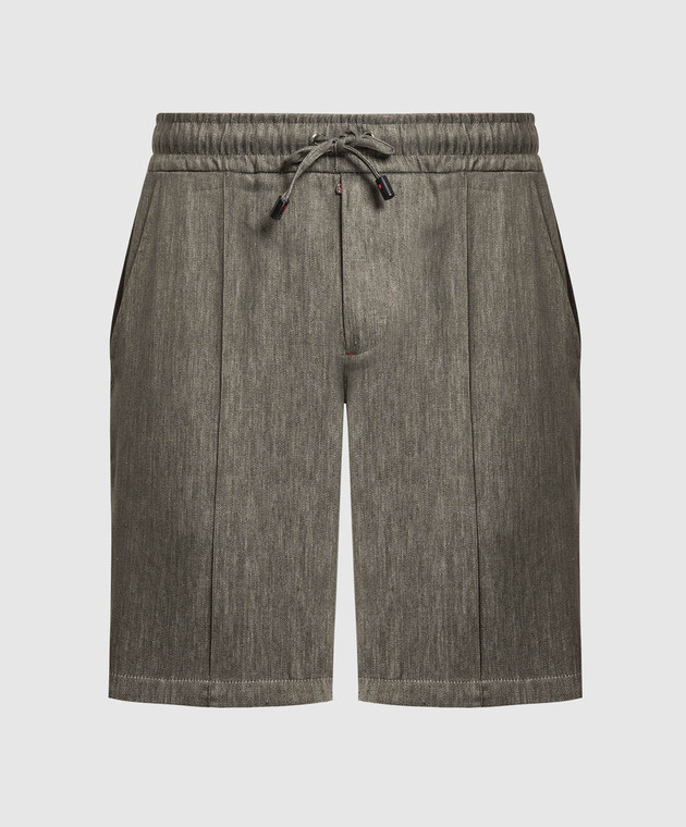 ISAIA Khaki linen shorts PNC02194050